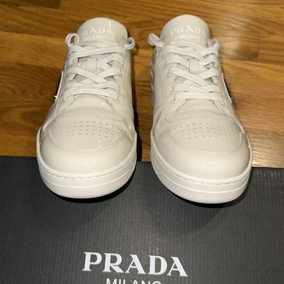 Prada - Downtown Patent Leather Sneakers - Chalk / White - Size 7 (8 US) - NEW - Picture 5 of 16